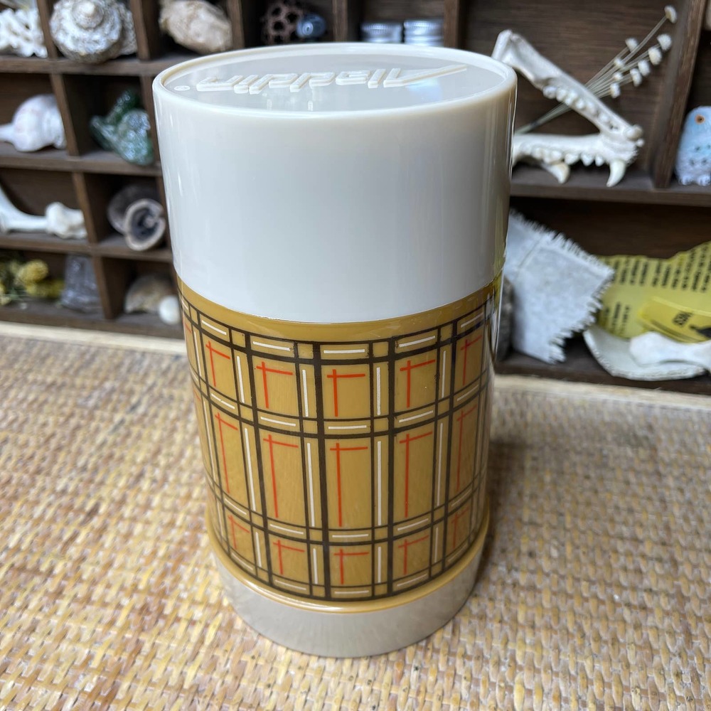 Vintage 80s Mustard Plaid Thermos Soup Beverages Double Walled by Aladdin - Picture 11 of 12